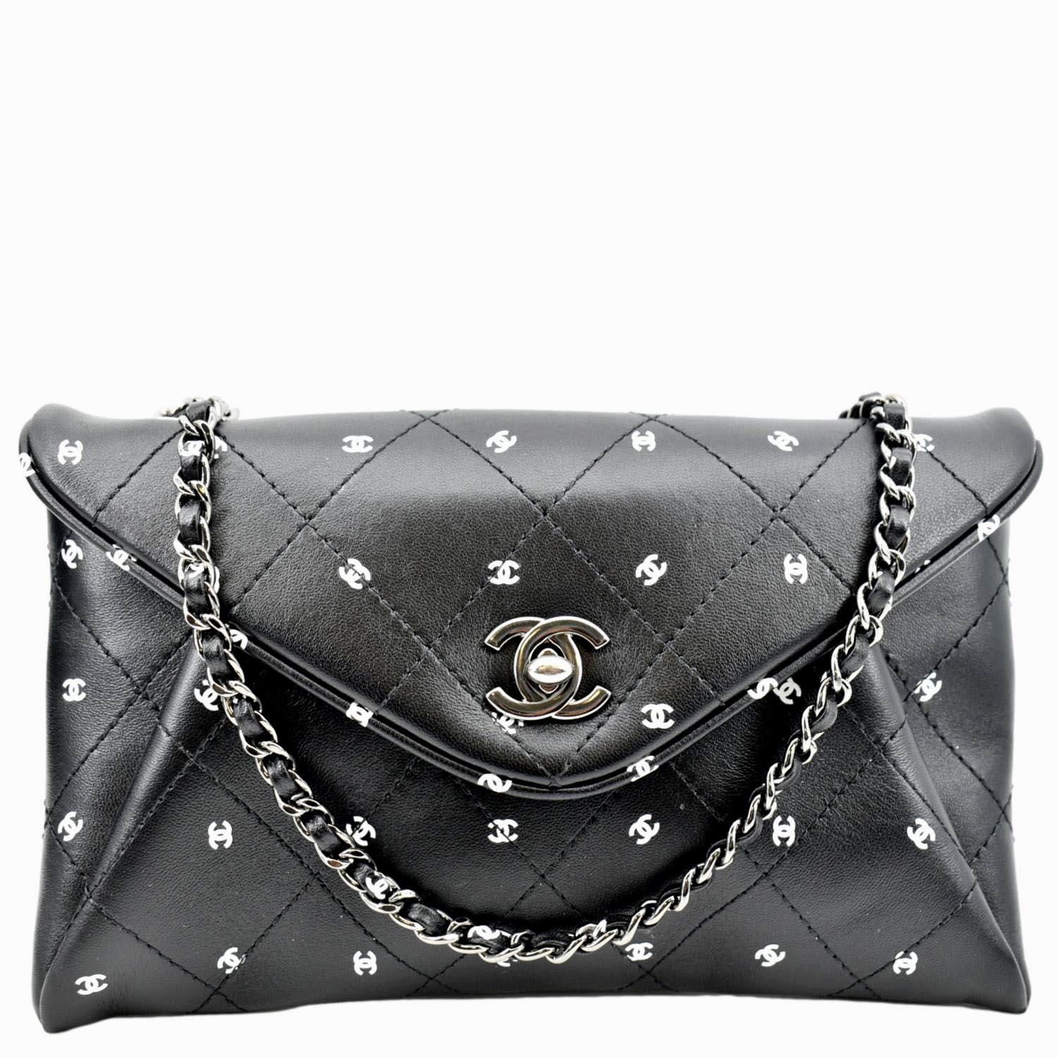 Chanel CC Envelope Printed Lambskin Leather Chain Clutch Bag