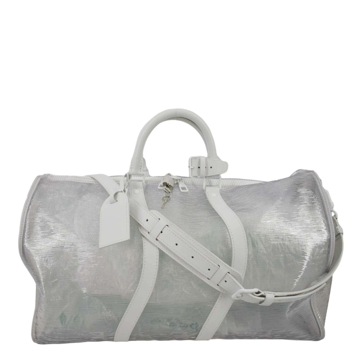 Louis Vuitton Wavy Keepall 50 Bandouliere Transparent EPI PVC Travel Bag White