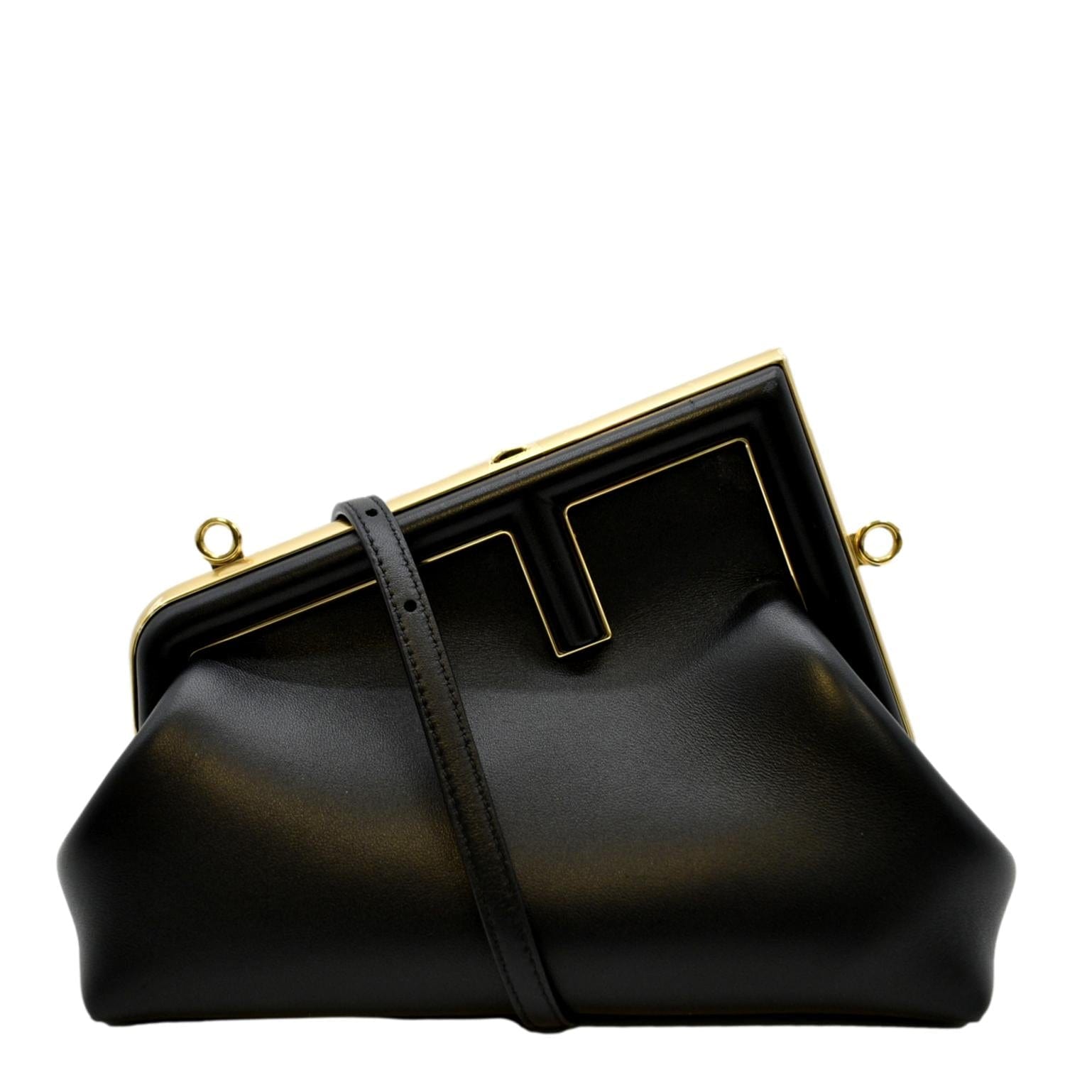 FENDI First Leather Shoulder Bag in Black