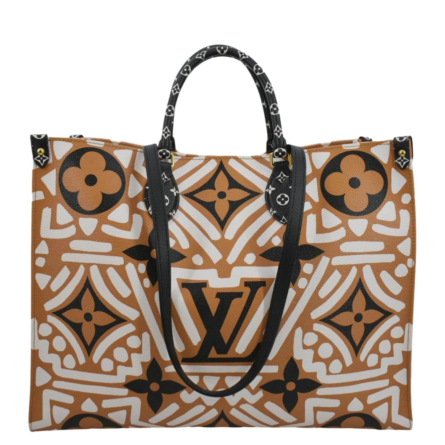 Louis Vuitton Onthego GM Crafty Monogram Giant Canvas Shoulder Bag Caramel
