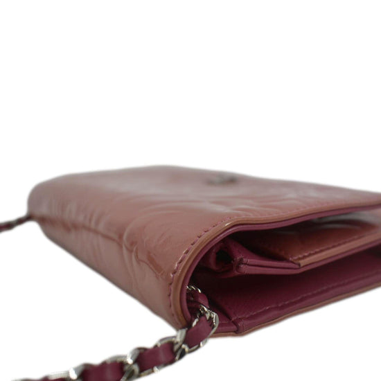 CHANEL Aged Calfskin Quilted Wallet On Chain WOC Burgundy | FASHIONPHILE