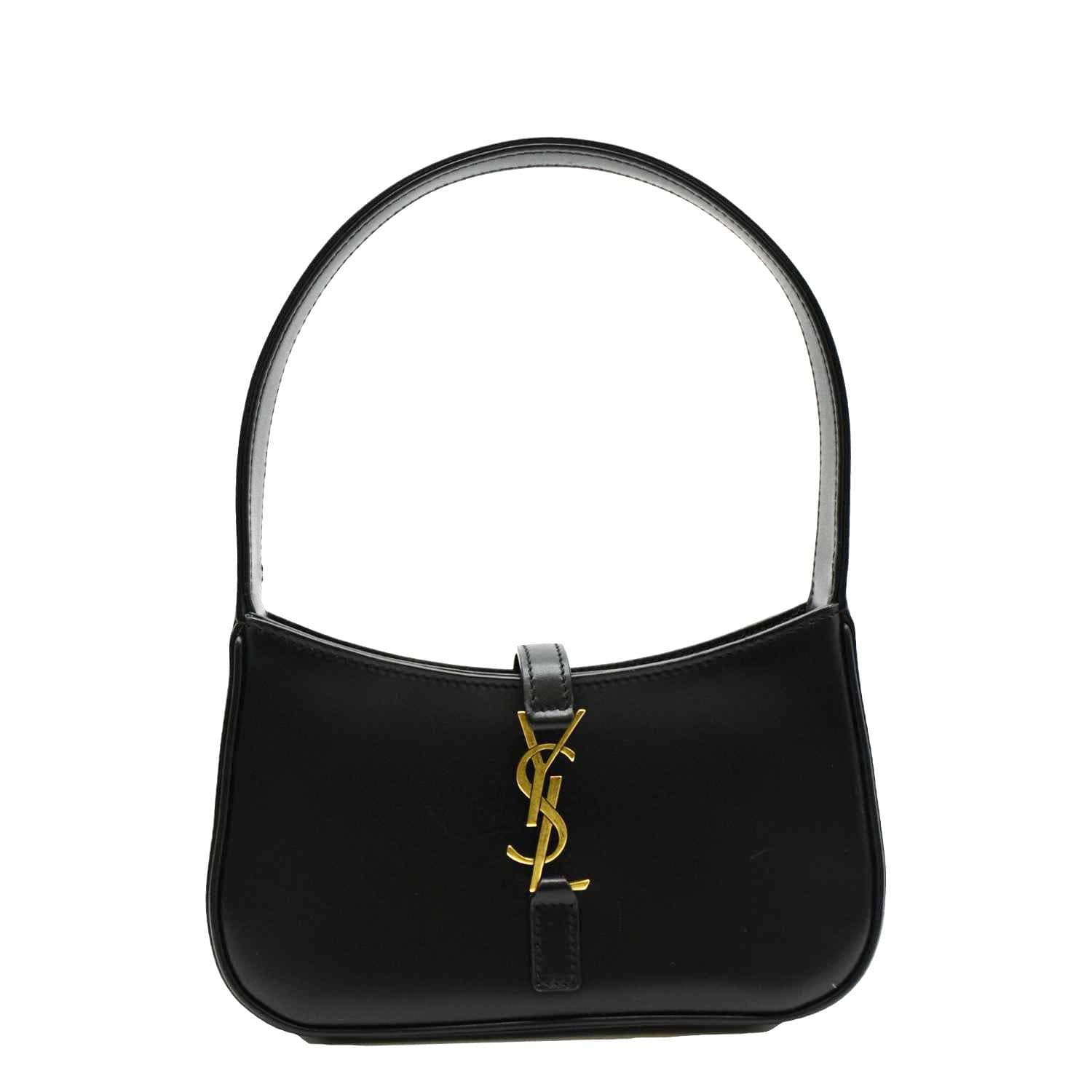 Saint Laurent Le 5 A 7 Leather Hobo Shoulder Bag Black