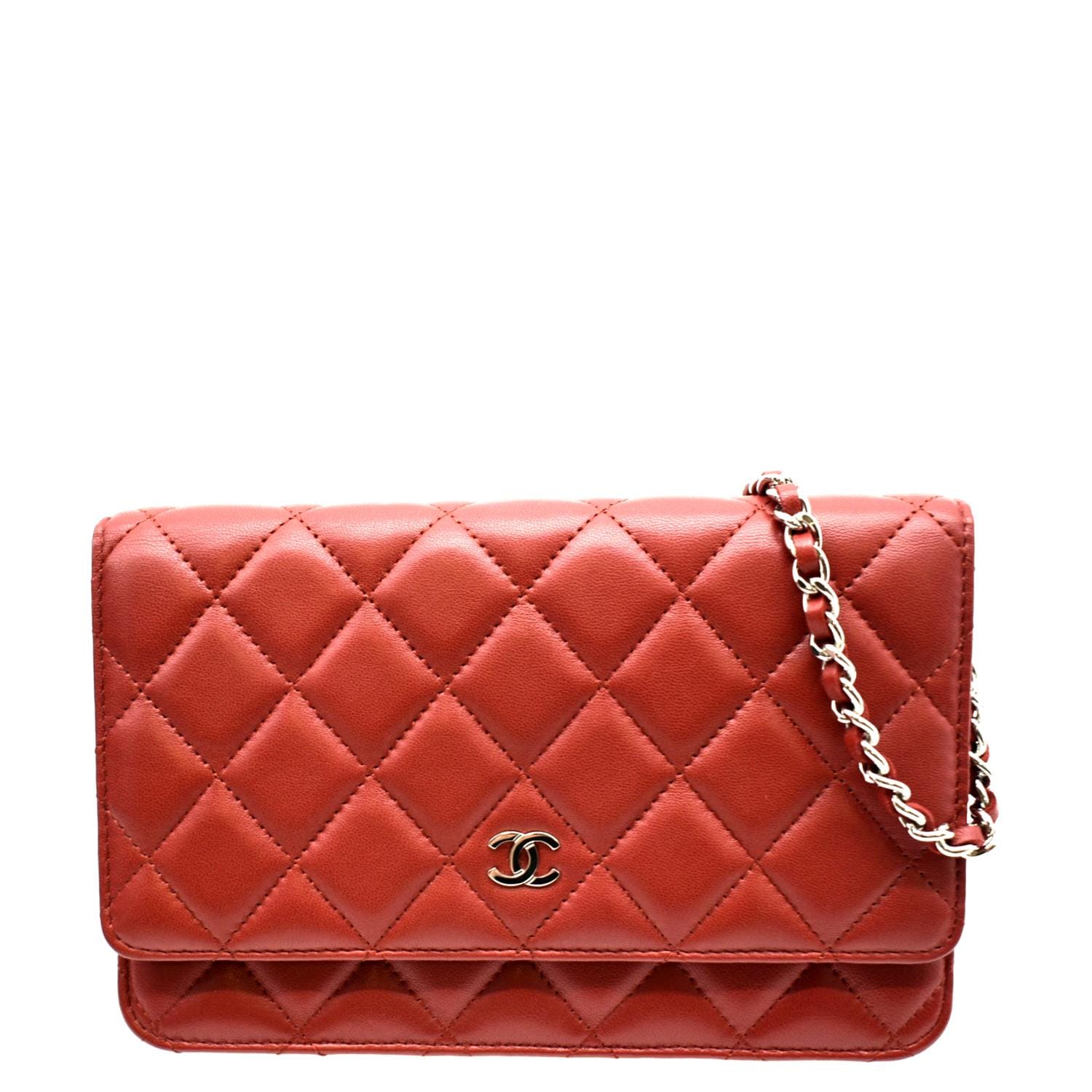 Trendy cc wallet on chain leather crossbody bag Chanel Red in Leather -  21053262