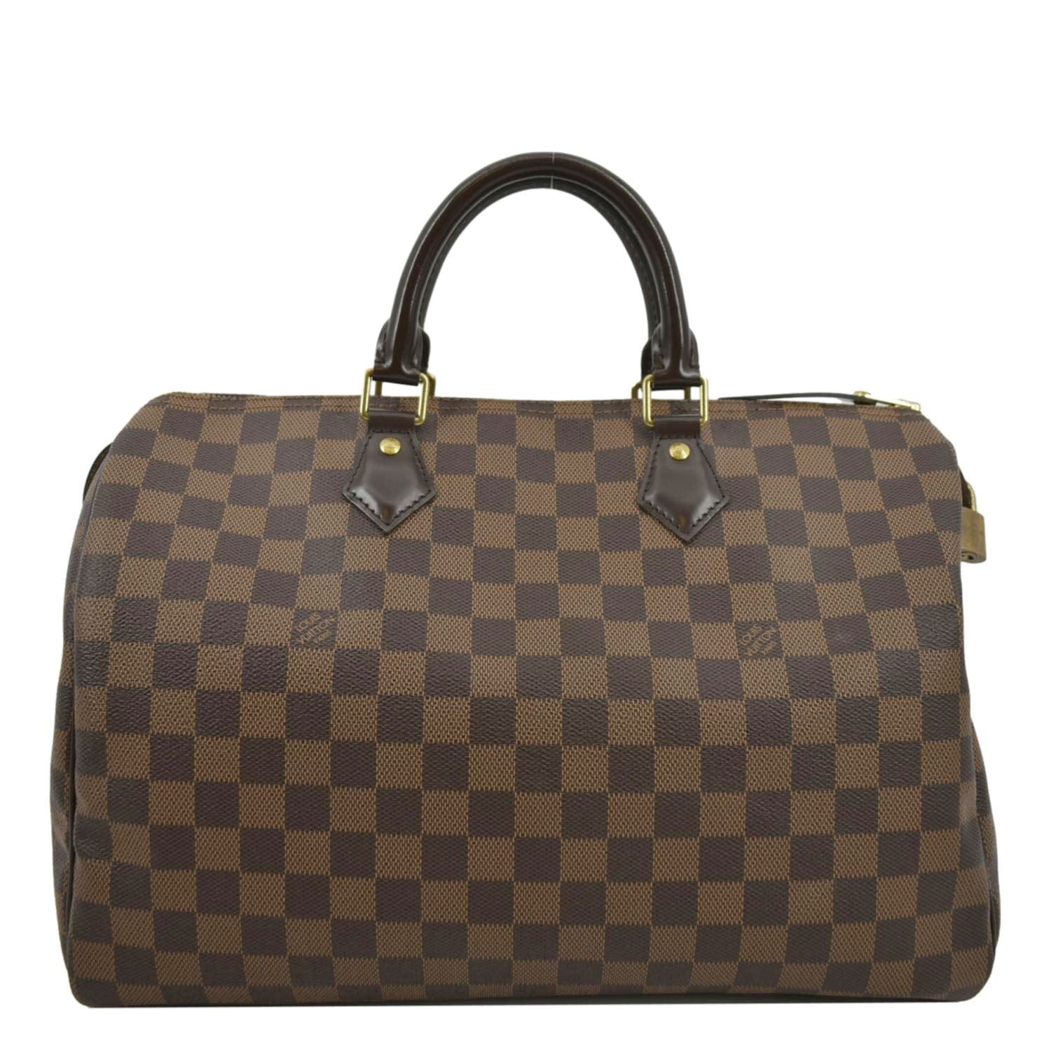 Louis Vuitton Speedy 35 Damier Ebene Satchel Bag Brown