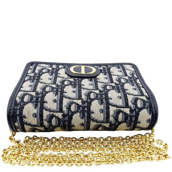 Pre Loved Dior Oblique 30 Montaigne Nano Pouch Bag in Navy Blue
