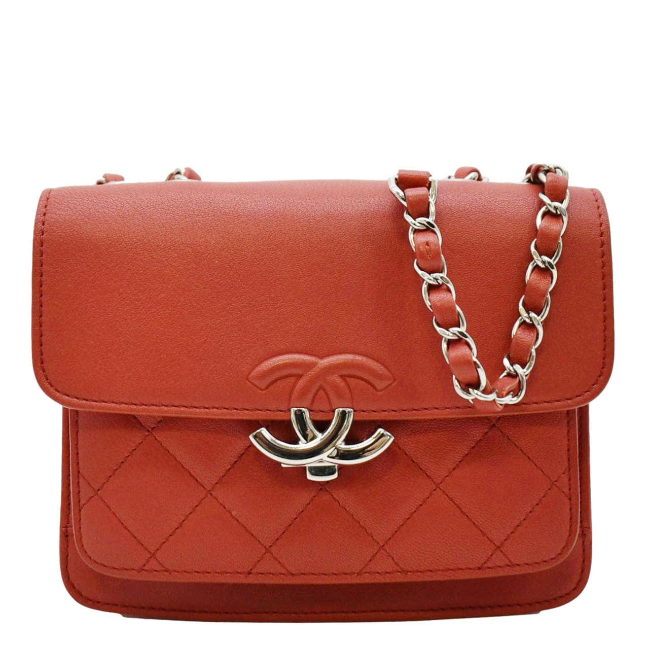 Chanel CC Box Flap Quilted Leather Shoulder Bag Red