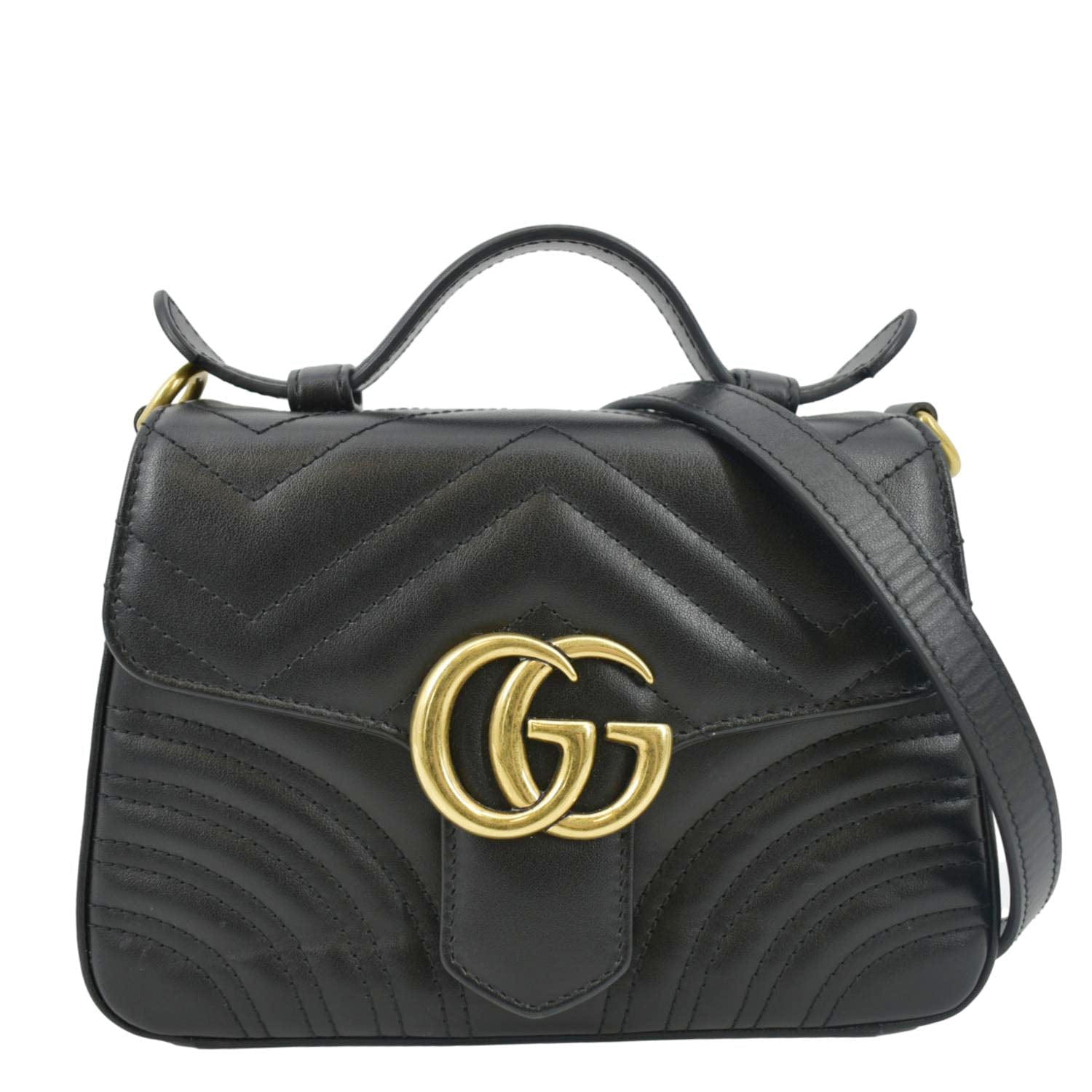 GUCCI GG Marmont Mini Top Handle Bag in Black