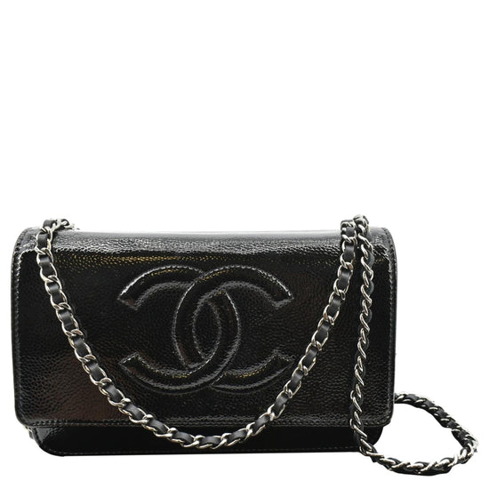 CHANEL CC WOC Patent leather Wallet On Chain Crossbody Bag Black