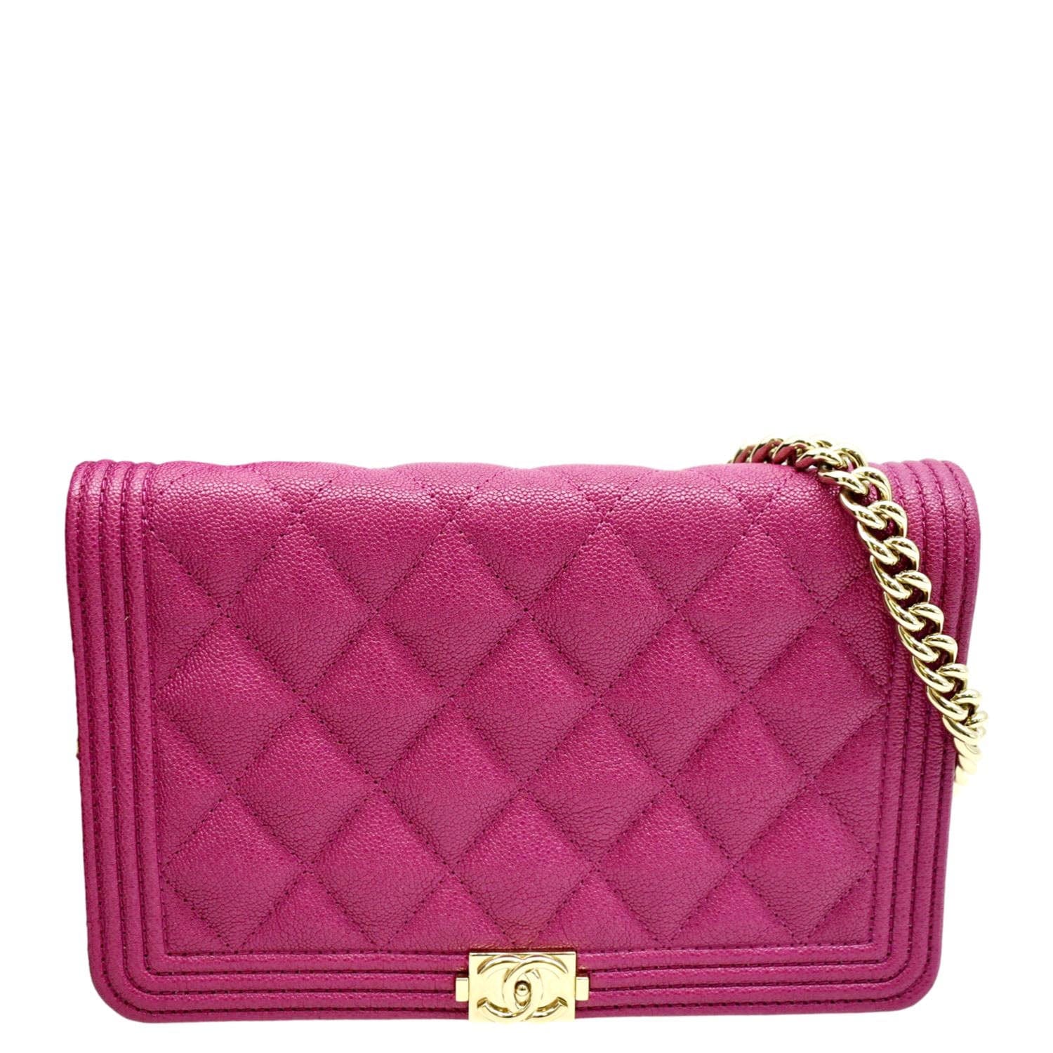 CHANEL Boy Woc Quilted Caviar Leather Wallet on Chain Crossbody Bag Pi