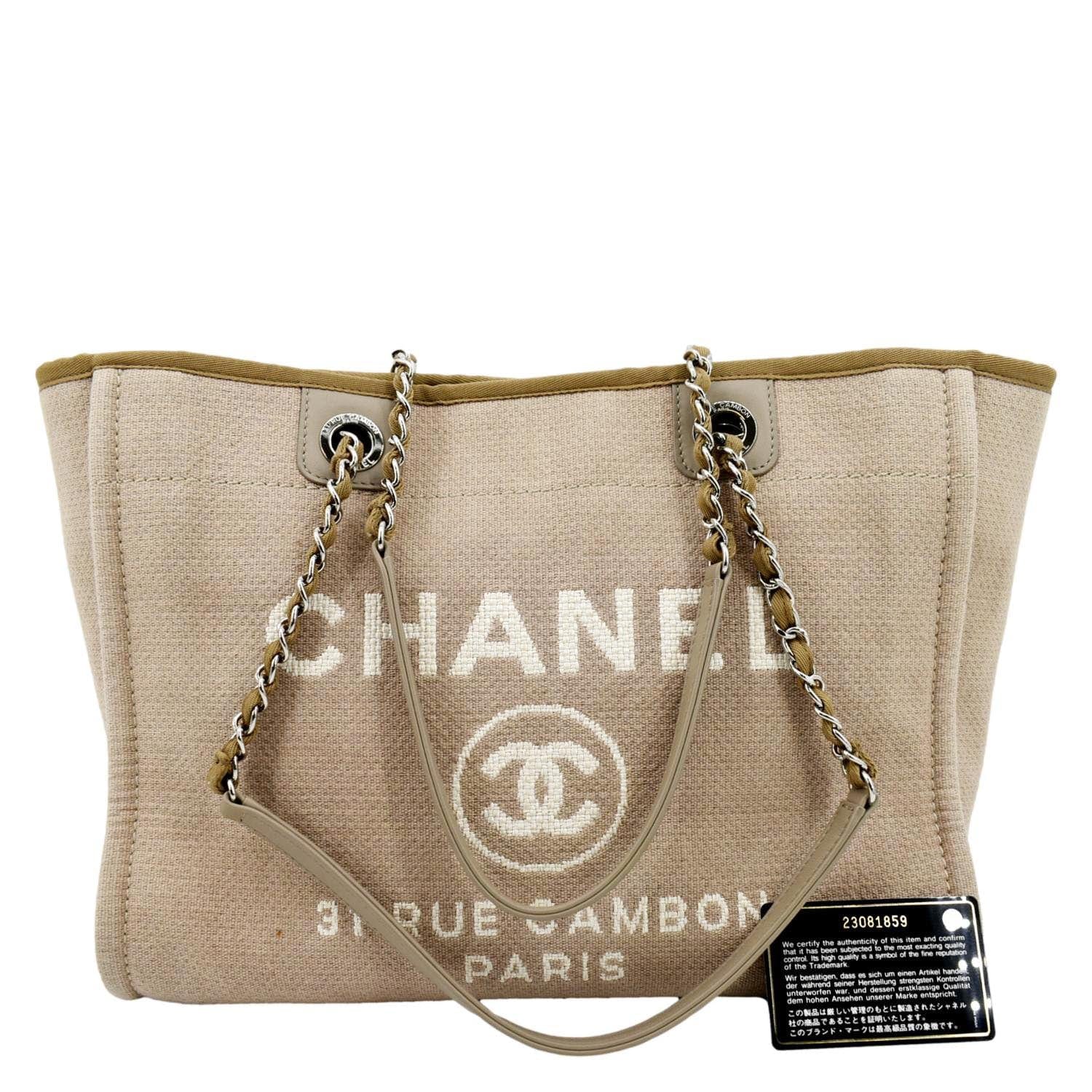 Chanel Deauville Canvas Tote Bag in Beige color