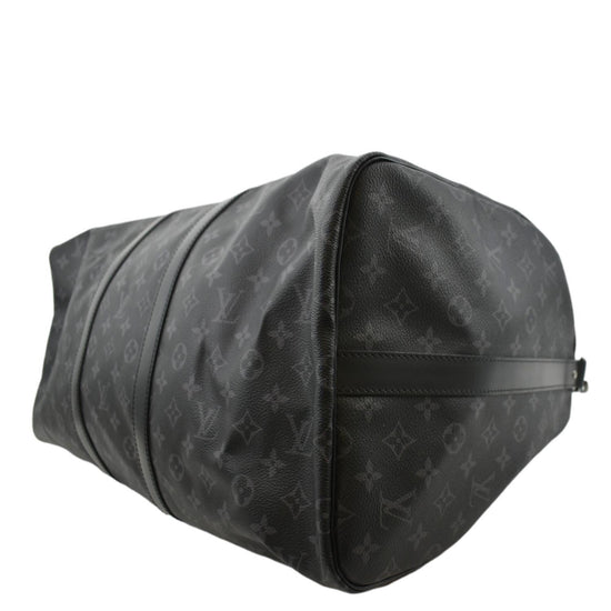 LOUIS VUITTON Keepall 55 Bandouliere Monogram Eclipse Travel Bag Black