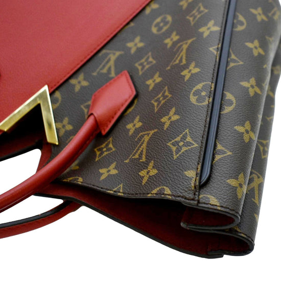 082923 Preloved Louis Vuitton Monogram and Red Leather Kimono mm Handbag DU1176 Off