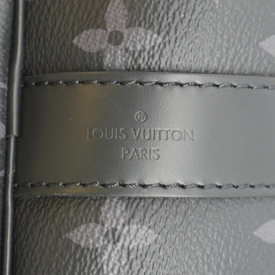 LOUIS VUITTON Keepall 55 Bandouliere Monogram Eclipse Travel Bag Black