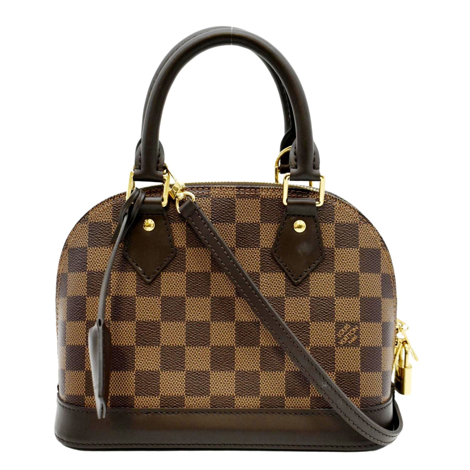 LOUIS VUITTON Alma BB Damier Ebene Satchel Crossbody Bag Brown