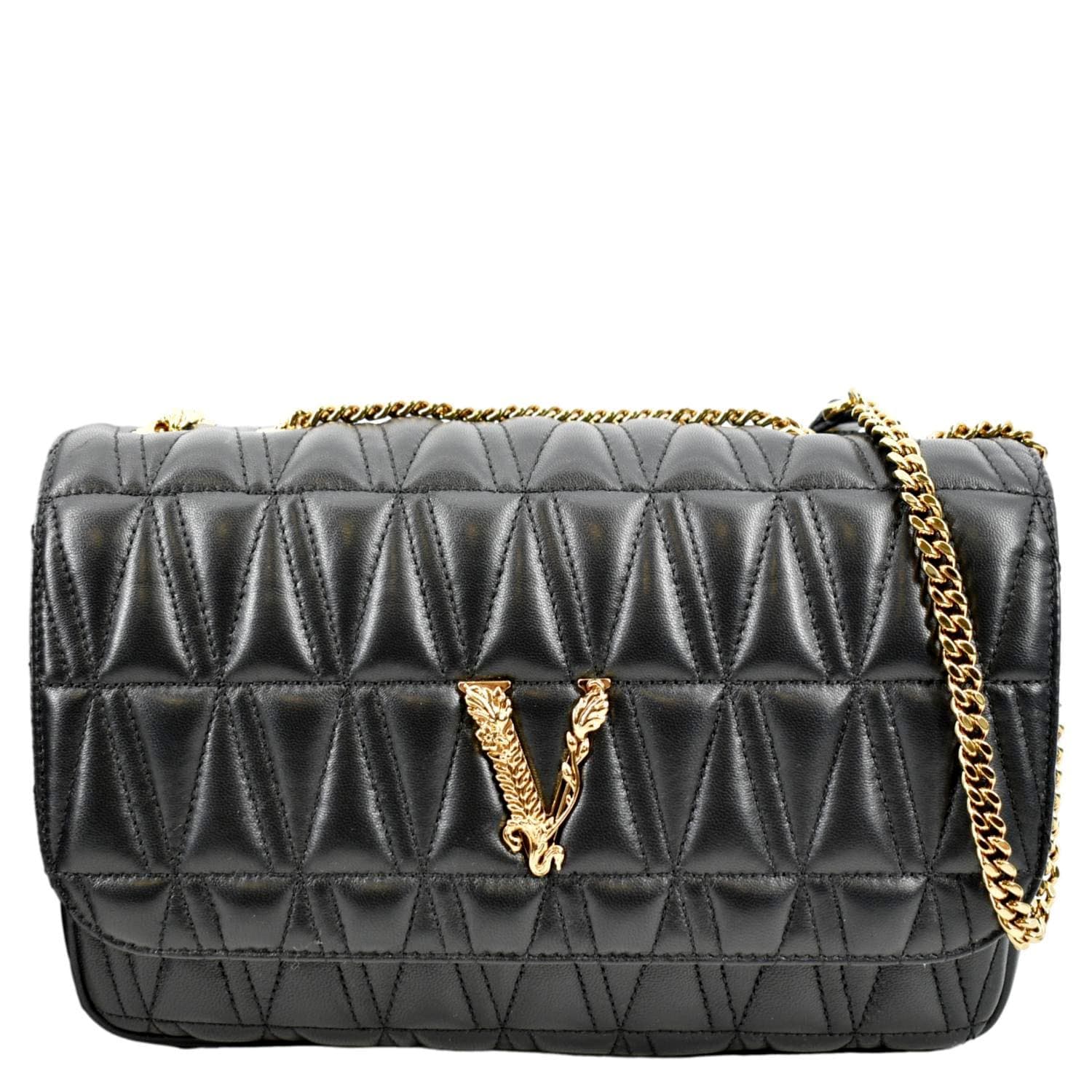 Shop Versace Virtus Quilted Leather Mini Bag