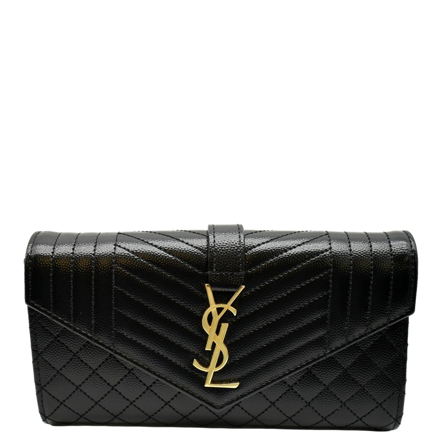 Yves Saint Laurent Envelope Flap Matelasse Leather Wallet