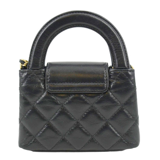 CHANEL AP3435 Kelly Quilted Aged Calfskin Leather Shoulder Bag Black