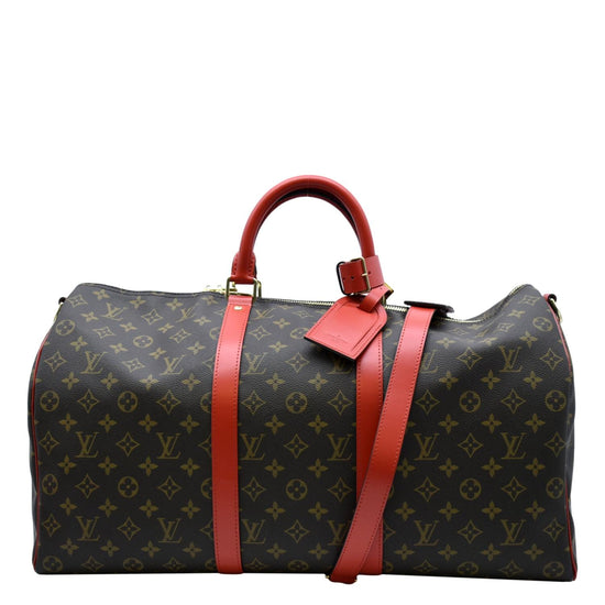 Louis Vuitton Keepall 50 Bandouliere Monogram Red Coquelicot Duffle Bag