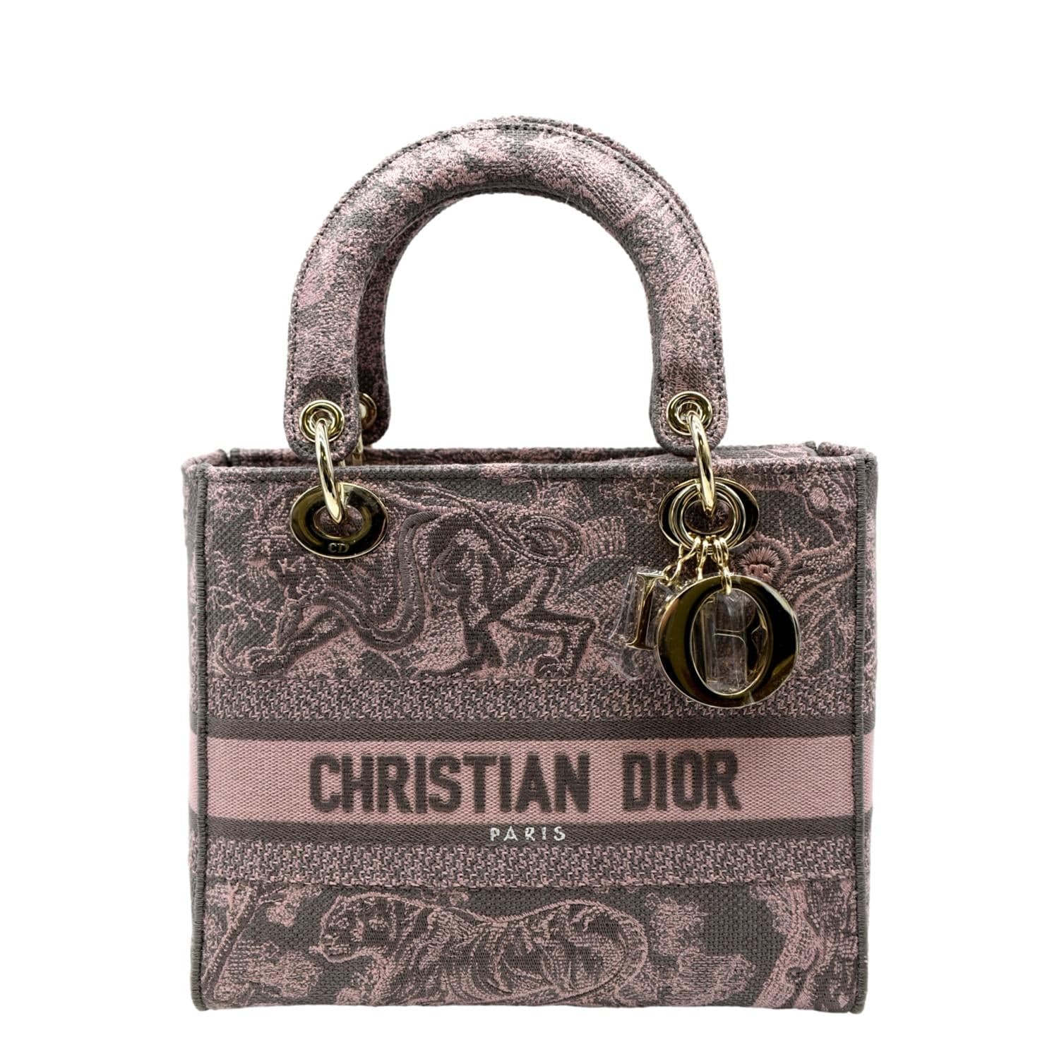 Christian Dior Medium Lady D-Lite Embroidered Canvas Shoulder Bag