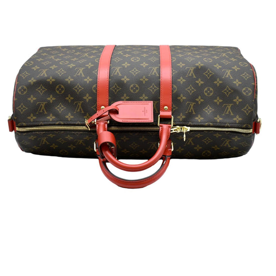 Keepall leather travel bag Louis Vuitton Red in Leather - 36849165
