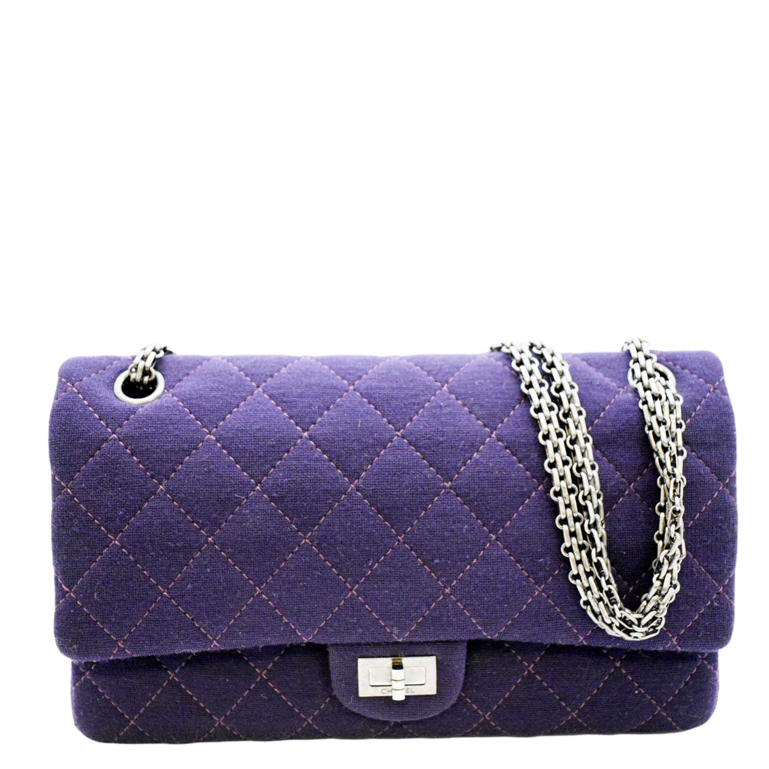 CHANEL Reissue Flap Jersey Fabric Shoulder Bag Purple