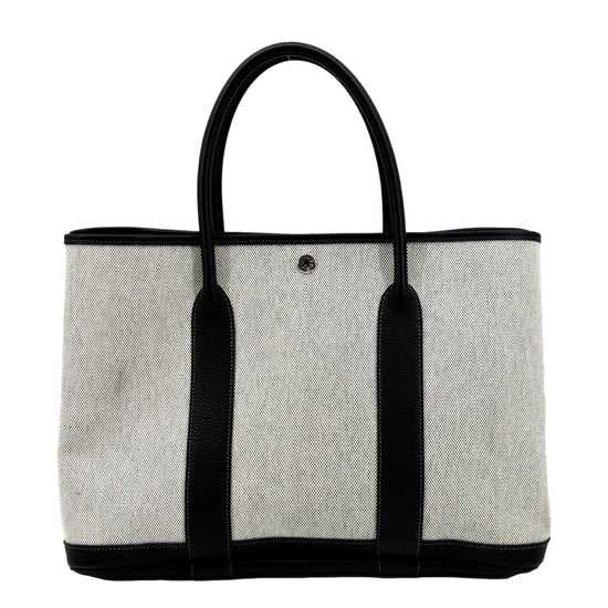 Hermes Garden Party Bag Canvas In Black