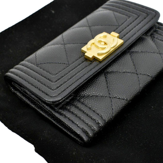 Authentic CHANEL Classic Flap Card Holder Black Caviar Leather SHW Brand  New