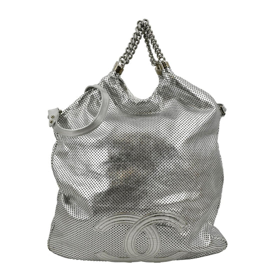 Chanel Rodeo Drive Perforated Flap Bag Silvery Leather Pony-style calfskin  ref.834136 - Joli Closet