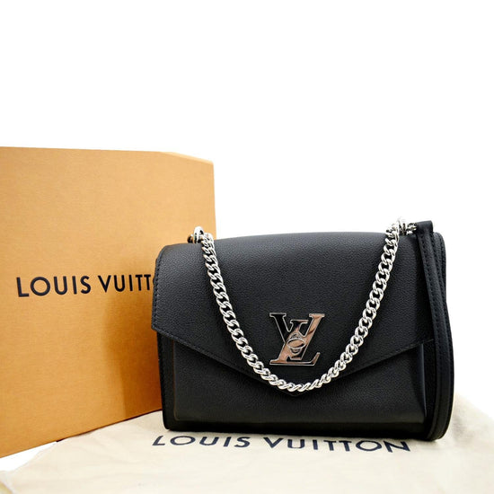 LOUIS VUITTON Mylockme Chain Calf Leather Chain Shoulder Bag Black