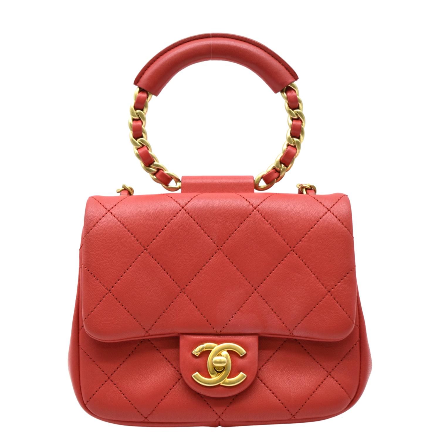 Chanel Caviar Coco Handle Small Flap Bag Red