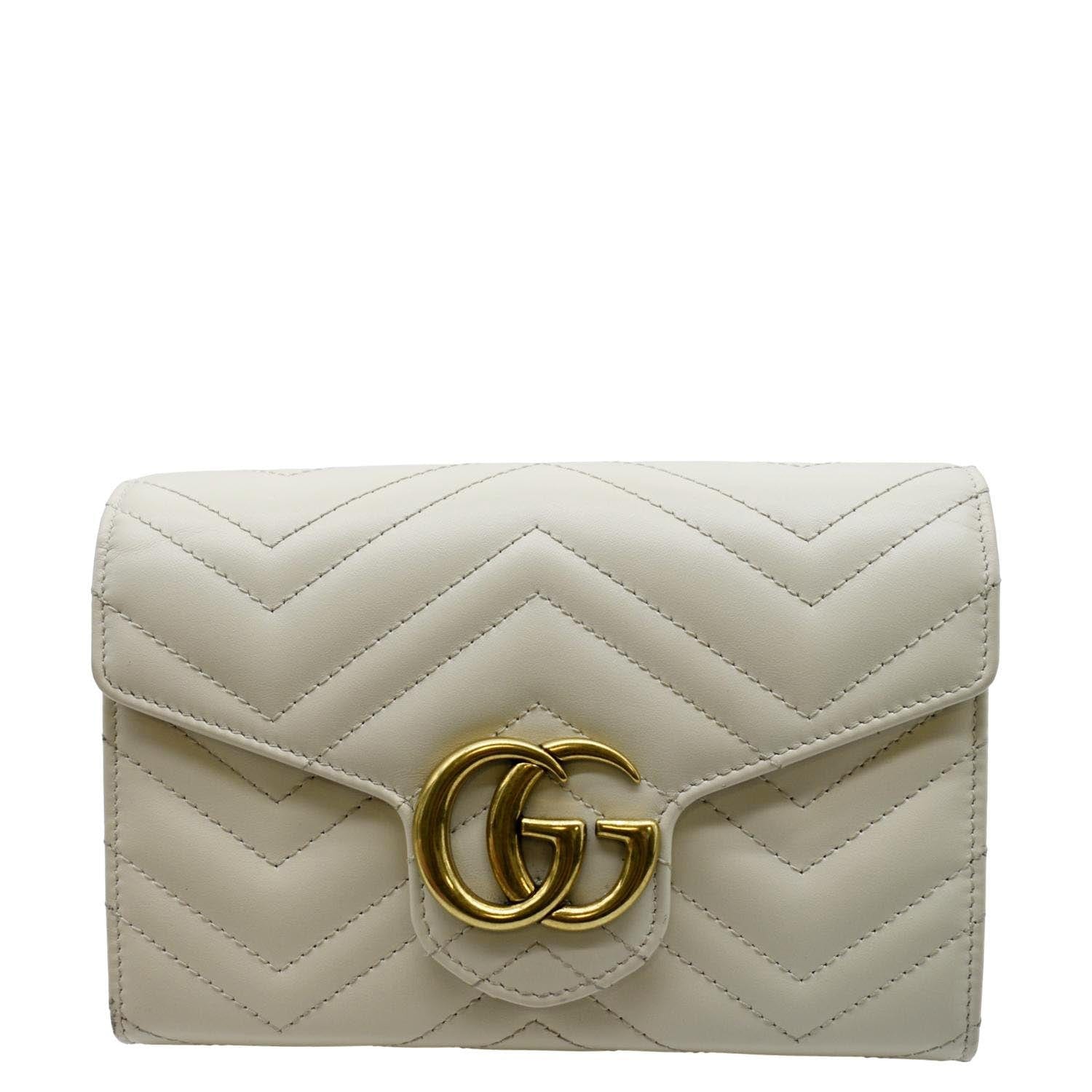 Gucci Wallet on Chain Marmont Gg Matelassé White Leather Cross Body Ba –  luxehavenshop