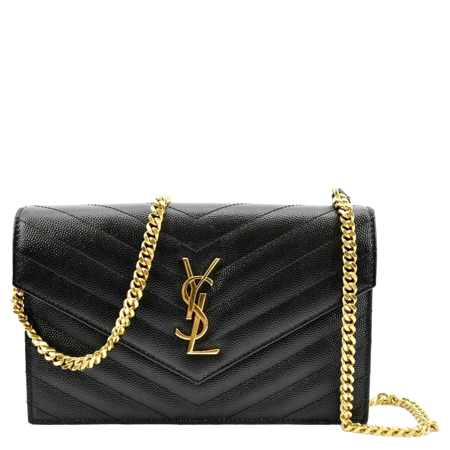 Gold Envelope YSL-logo leather cross-body bag, Saint Laurent