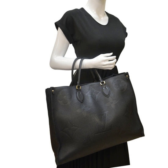 LOUIS VUITTON Onthego GM Monogram Empreinte Leather Tote Bag Black