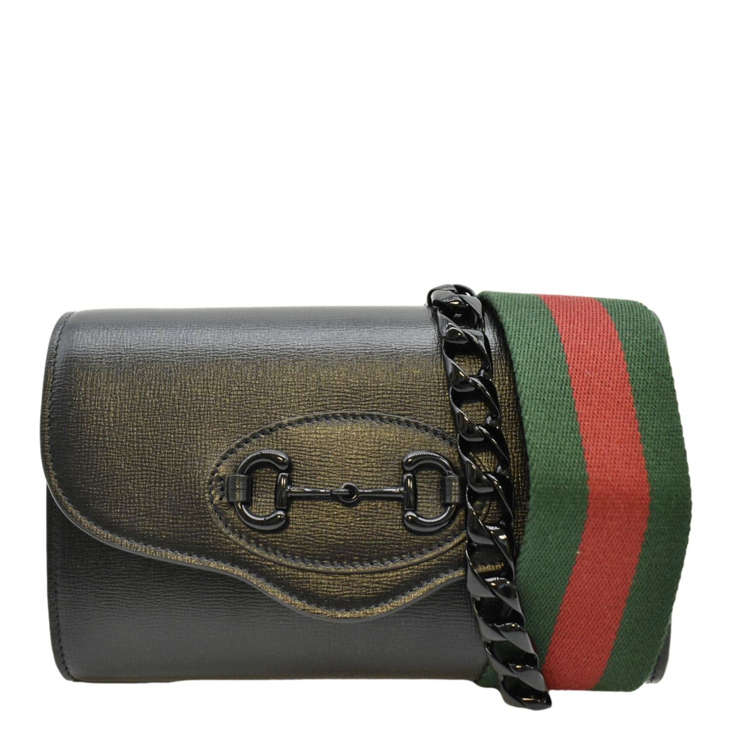 GUCCI Horsebit 1955 Mini Leather Crossbody Bag Black 724713