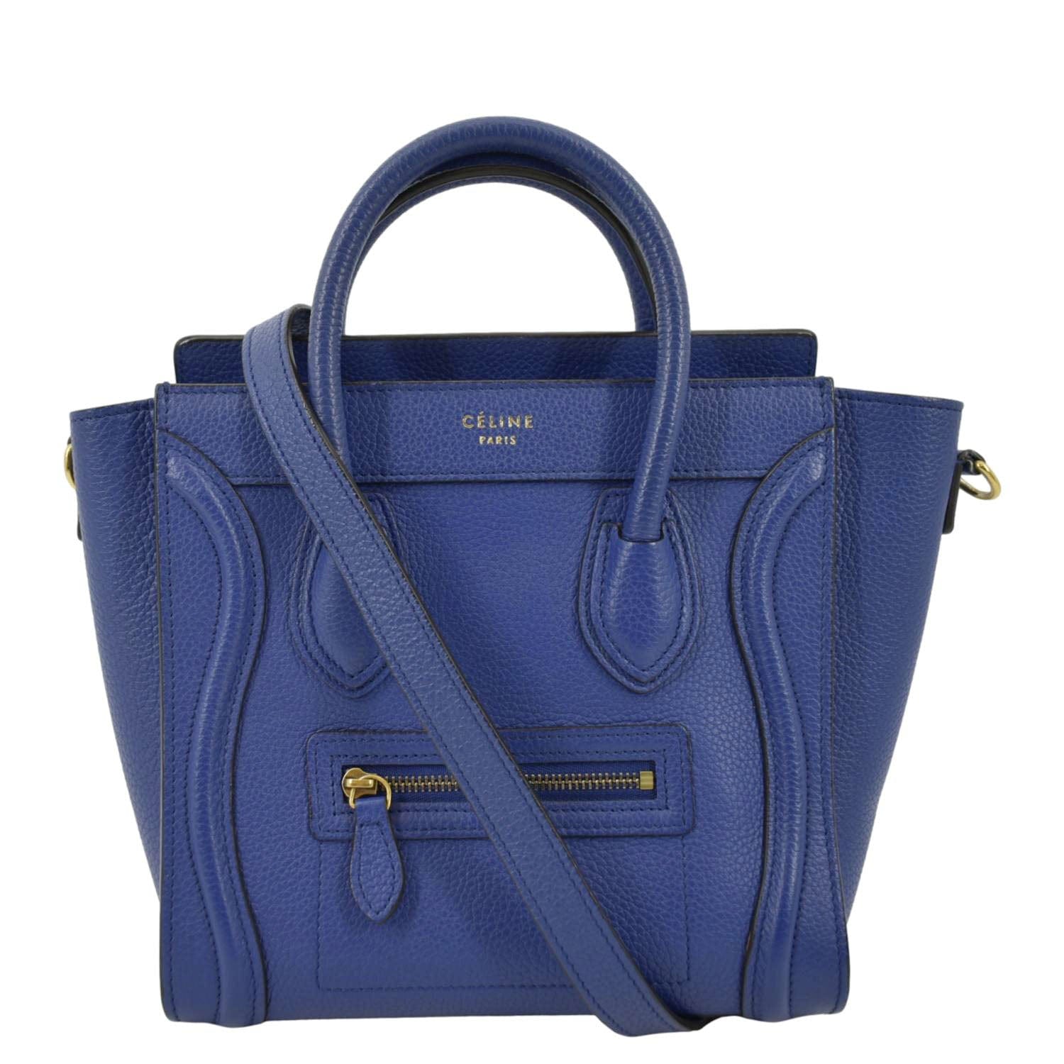 Leather Nano Luggage Tote Blue