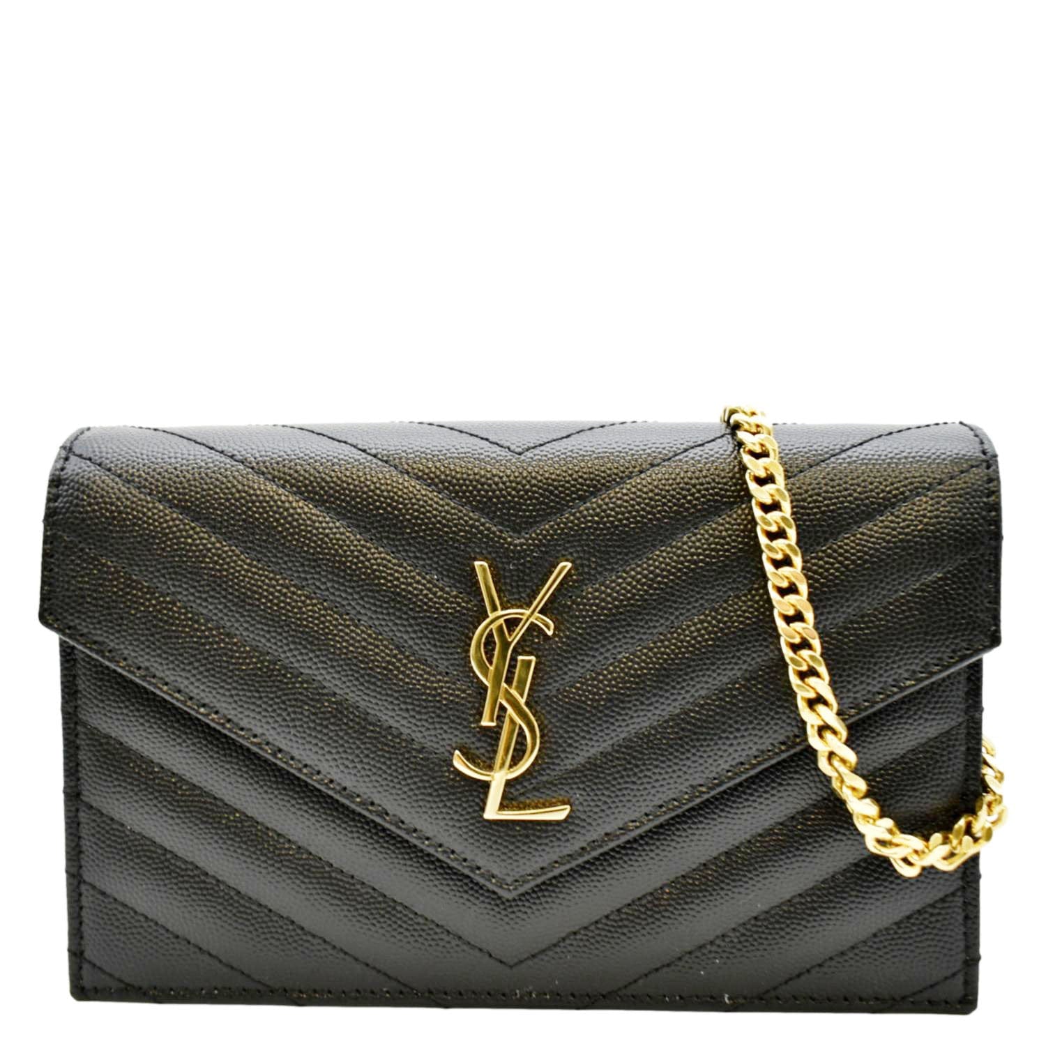 ysl black bag with silver chain