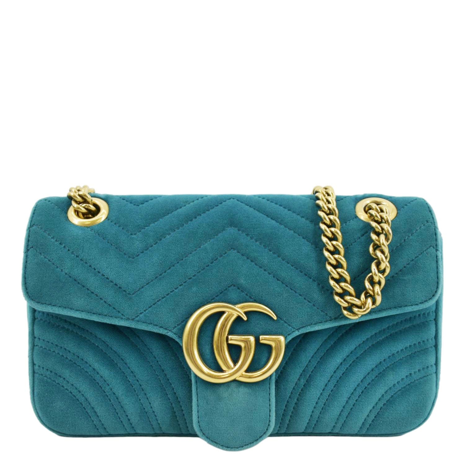 Marmont Velvet Clutch Bag Gucci Turquoise In Velvet