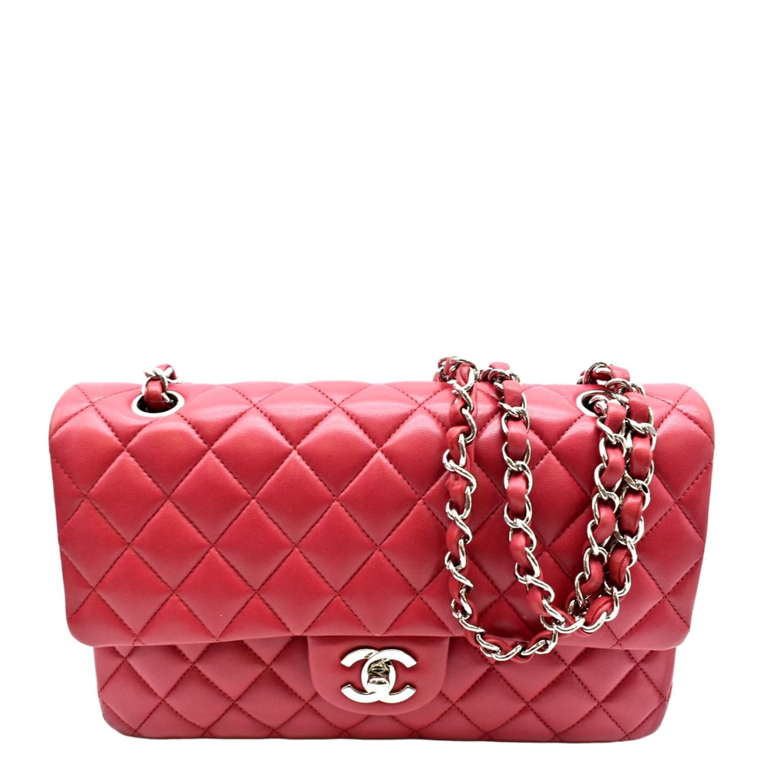 Chanel Lambskin Quilted Medium Double Flap Red