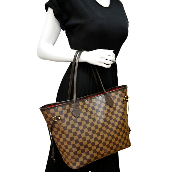 LOUIS VUITTON Neverfull MM Damier Ebene Shoulder Tote Bag Brown