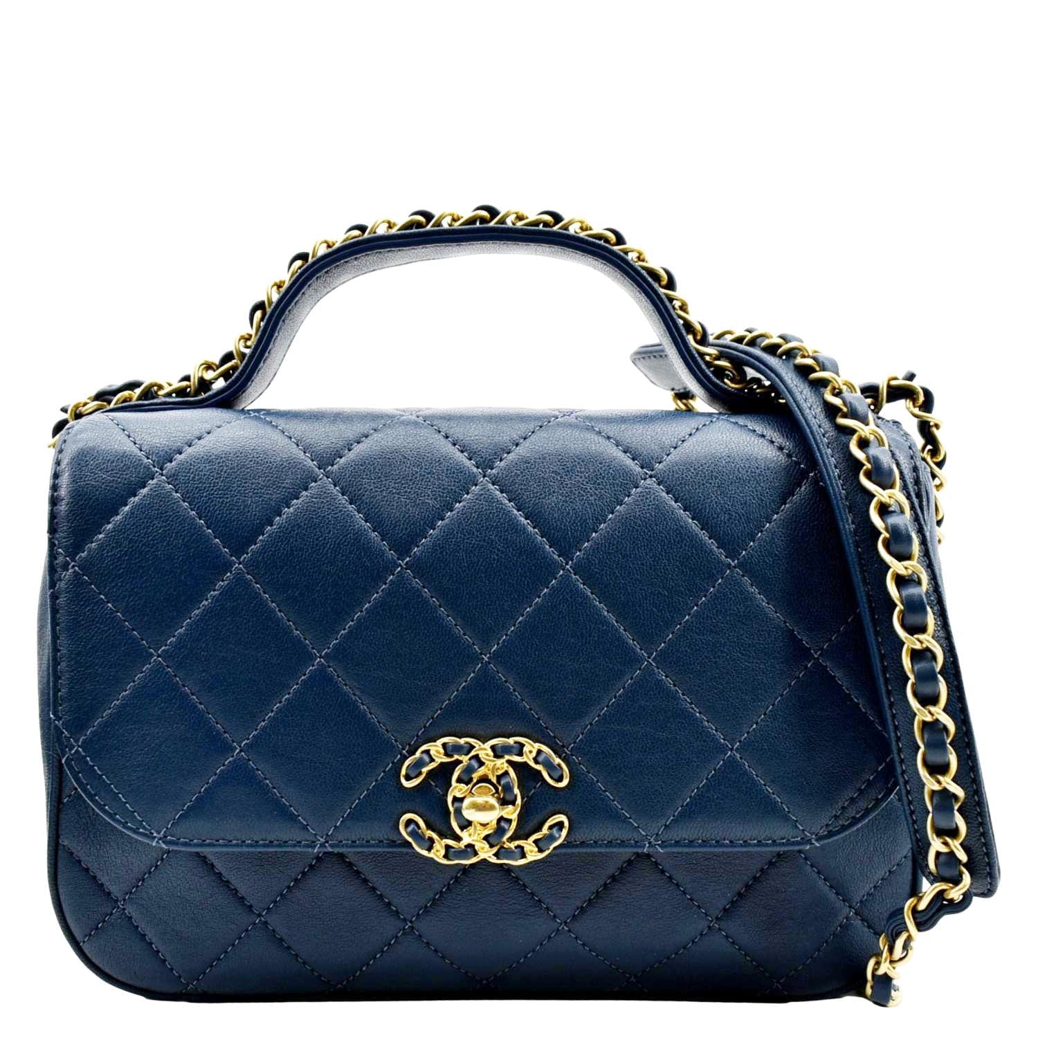 Chanel Infinity Chain Quilted Leather Crossbody Bag Blue