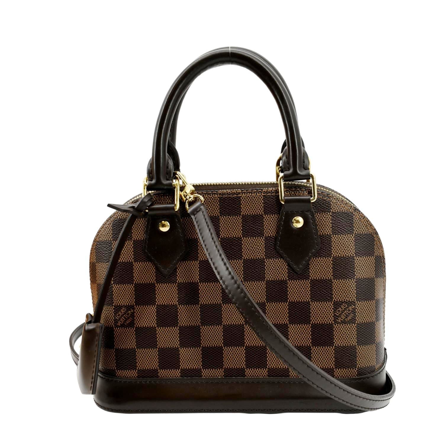 LOUIS VUITTON Alma BB Damier Ebene Satchel Crossbody Bag Brown