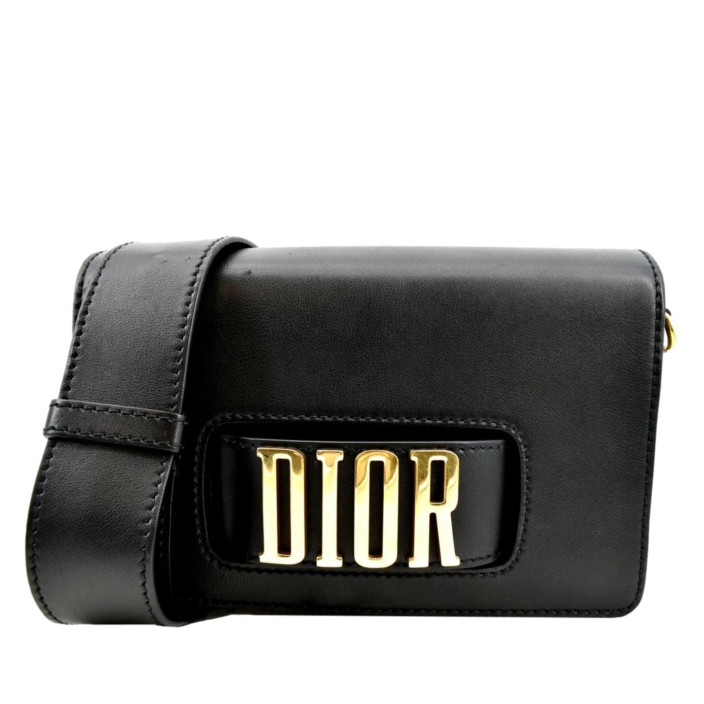 Dior Black Box Calf Leather Flap Chain Bag