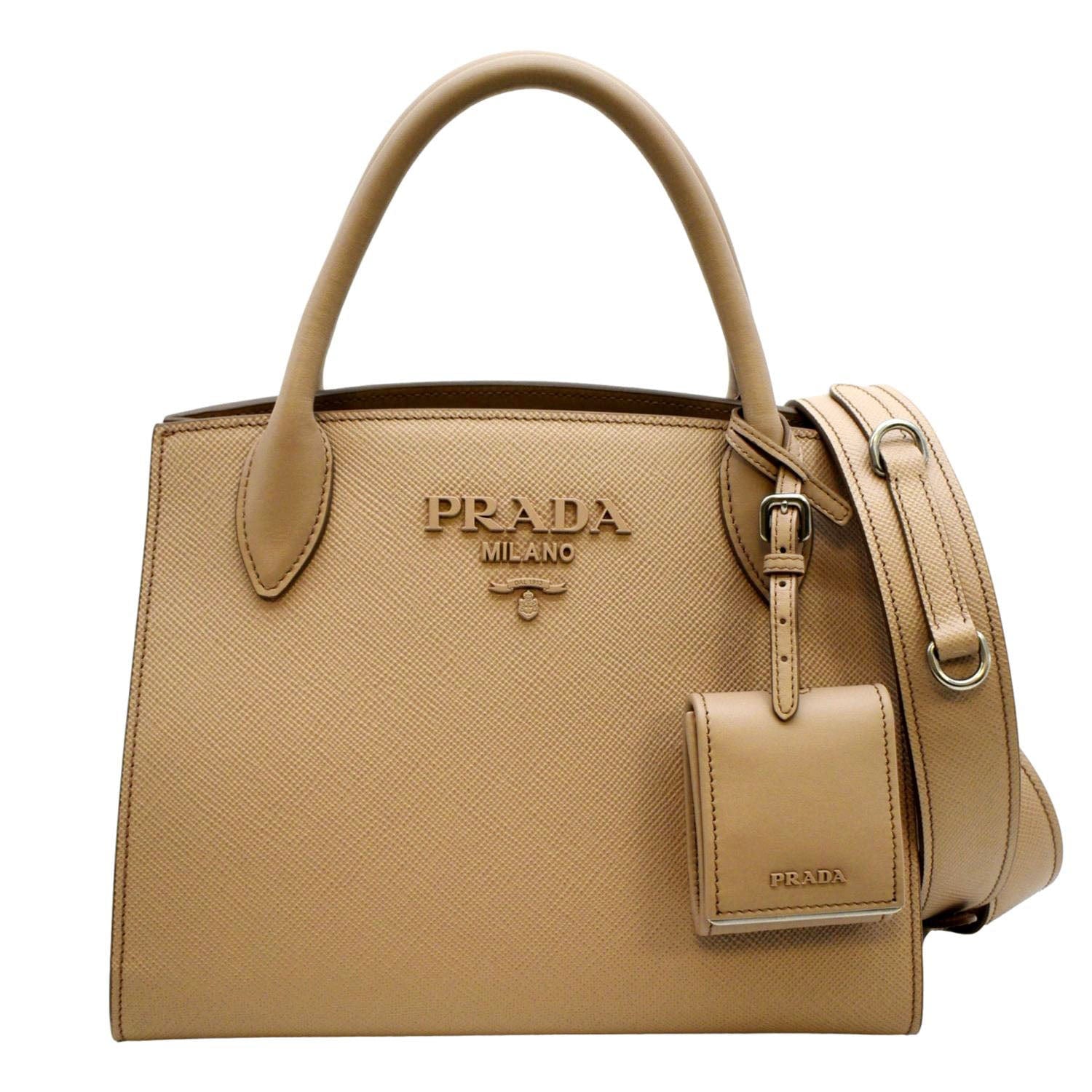 Prada Saffiano Galleria Handbag Red/White in Leather with Silver-tone - US