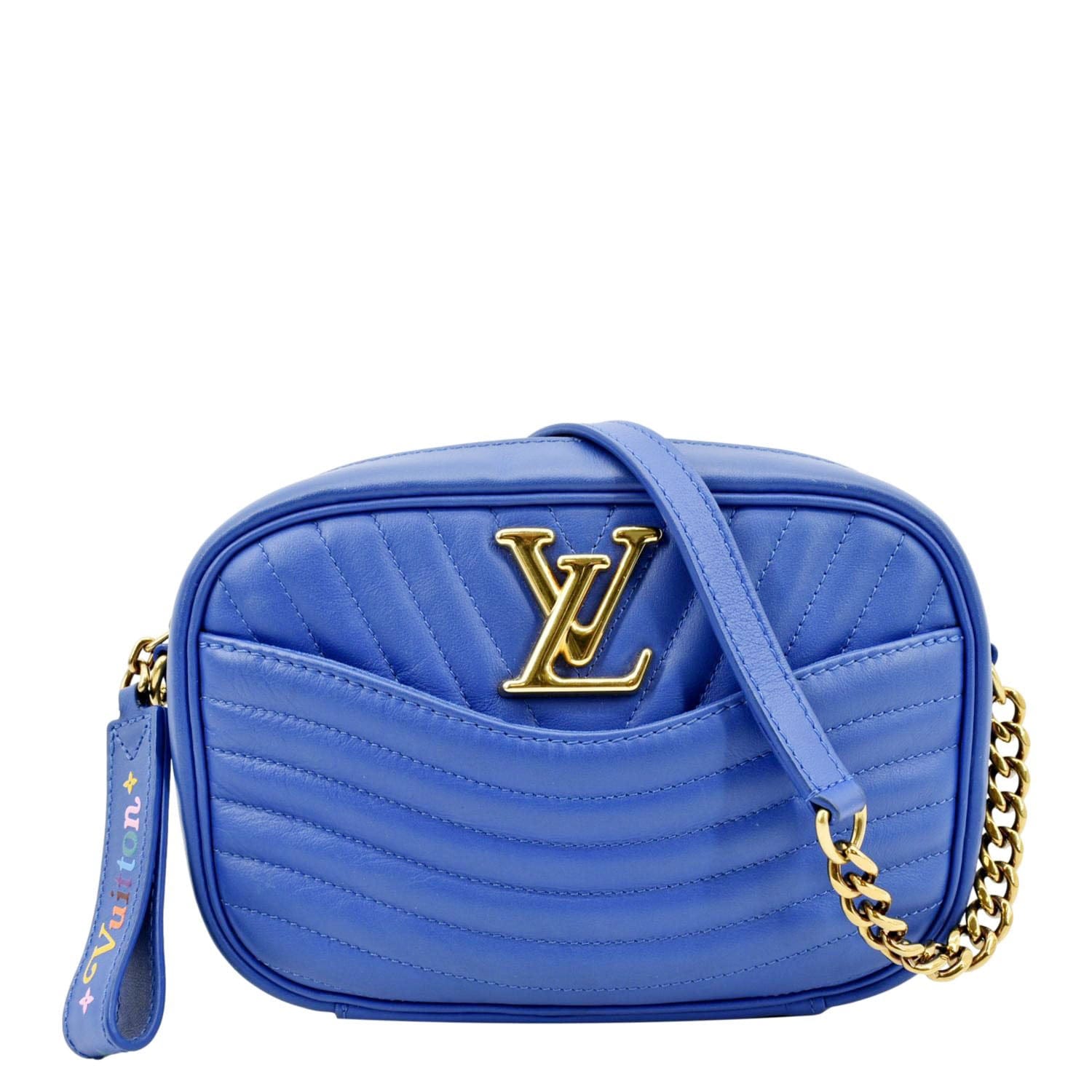 FWRD Renew Louis Vuitton New Wave Quilted Leather Camera Bag in Blue