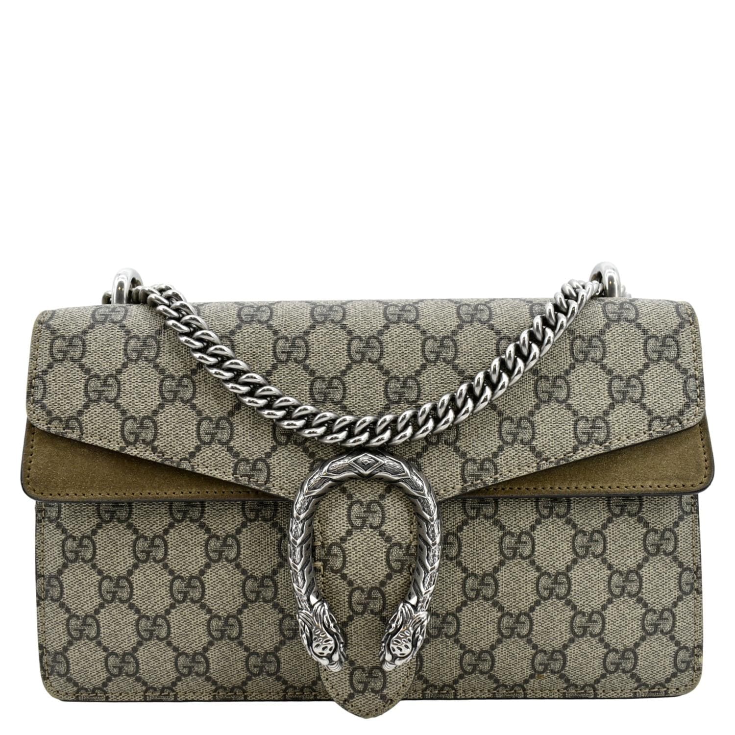 GUCCI Dionysus Small GG Supreme Canvas Shoulder Bag Beige 400249