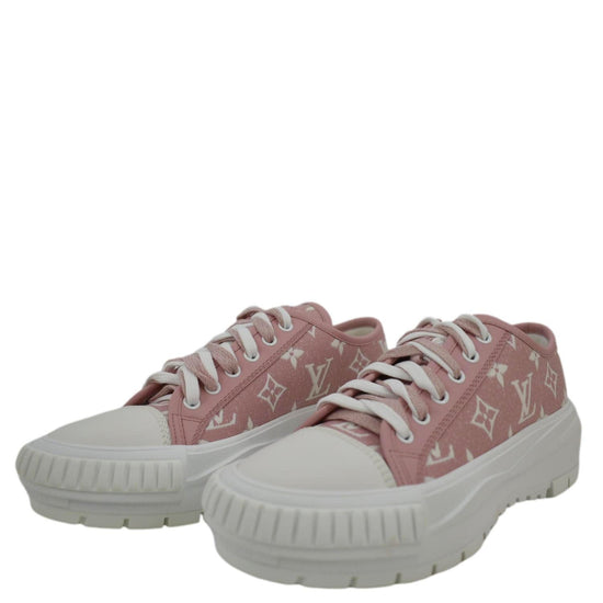 LOUIS VUITTON Denim Monogram Squad Sneakers 42 Pink 1292644