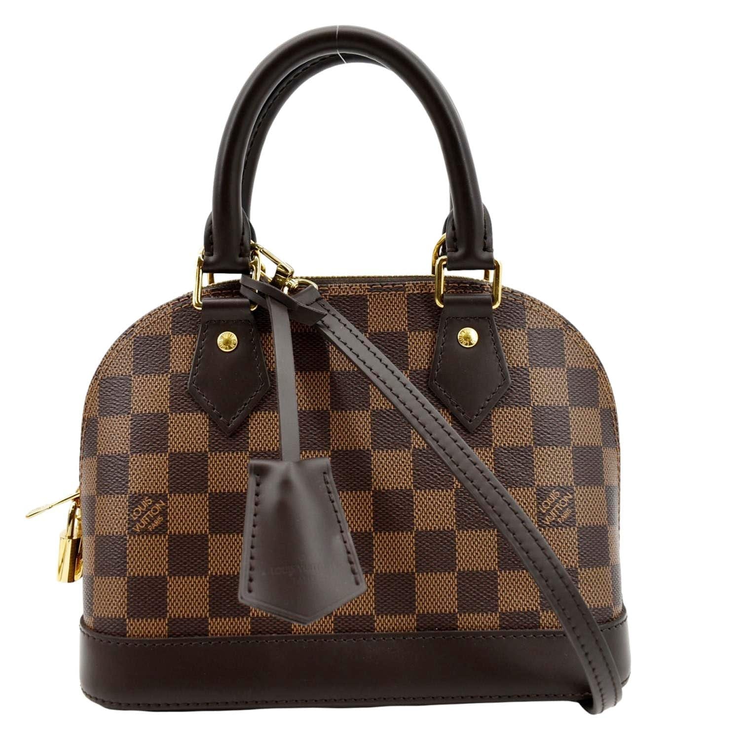 LOUIS VUITTON Alma BB Damier Ebene Satchel Crossbody Bag Brown