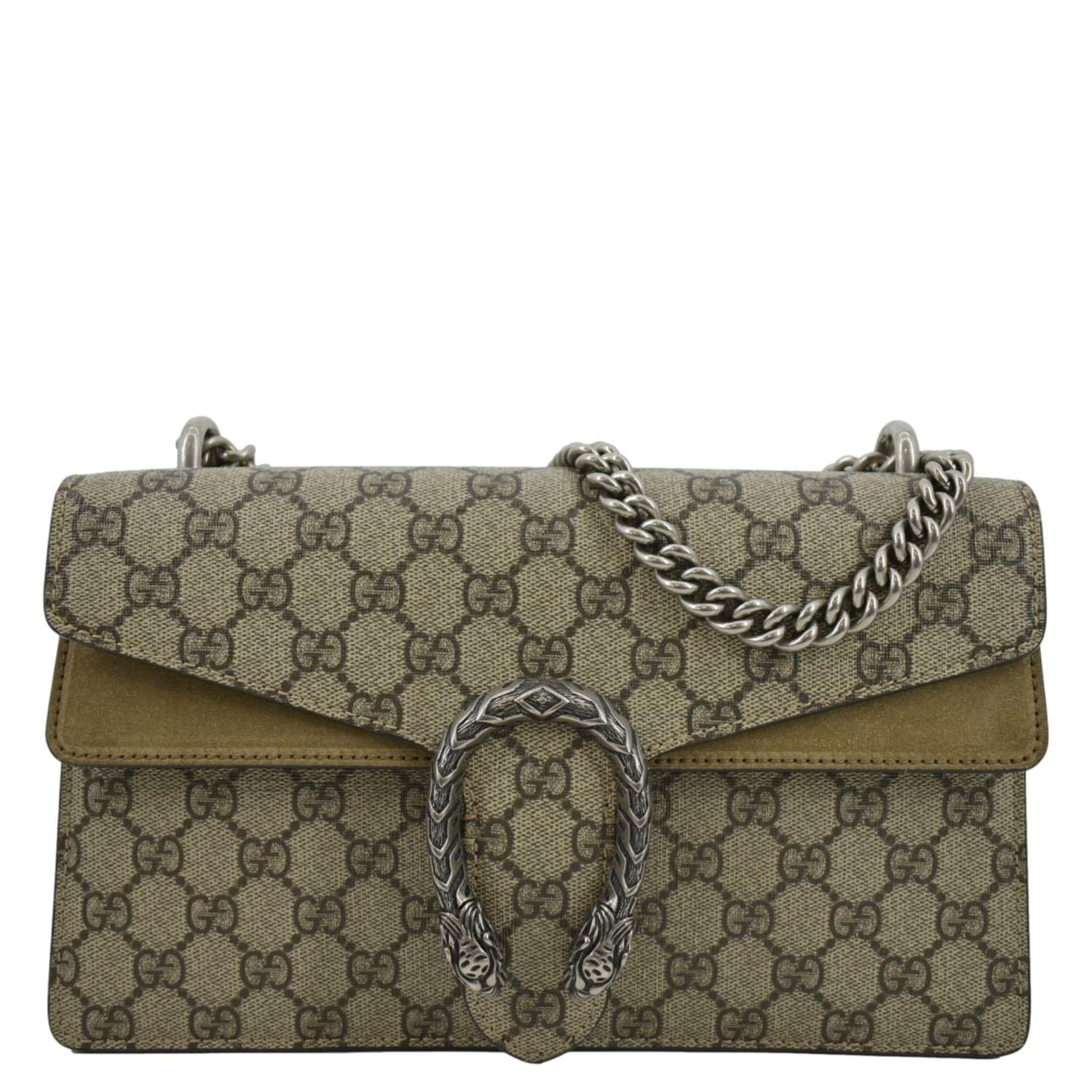 GUCCI Dionysus Small GG Supreme Canvas Shoulder Bag Beige 400249