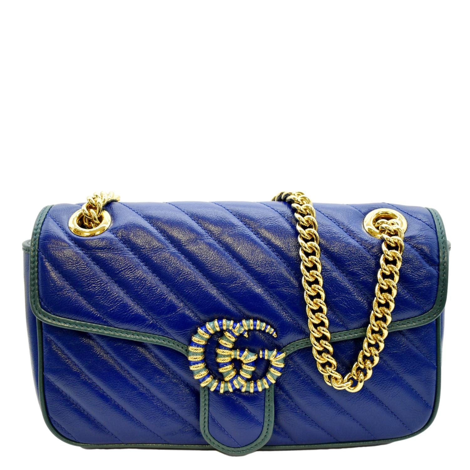 WMNS) GUCCI GG Marmont Small-Sized Single-Shoulder Bag Blue 443497