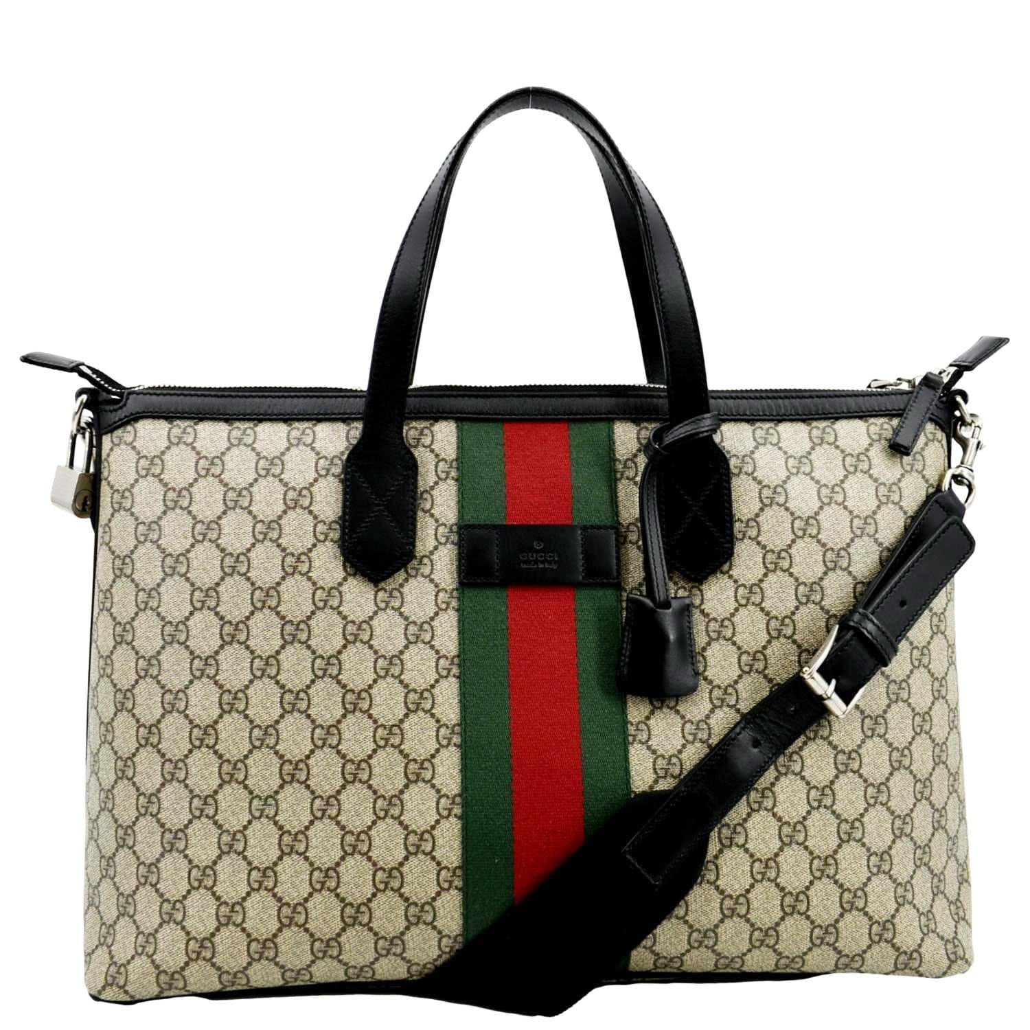 Beige Gucci GG Canvas Web Tote Bag